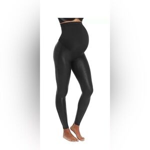 Maternity - Spanx Faux Leather Black Maternity Leggings - size M